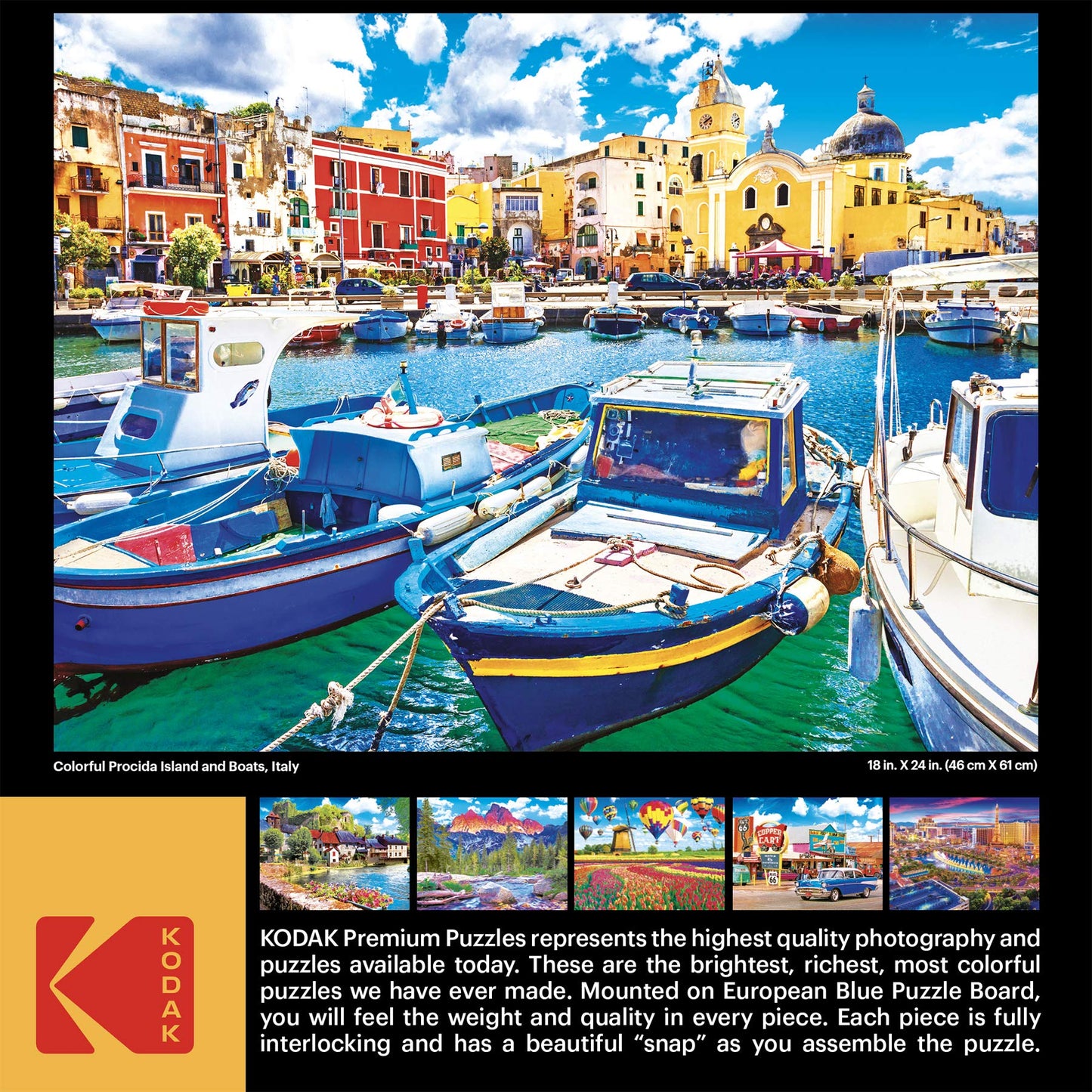 Roseart - Kodak Premium - Colorful Procida Island And Boats, Italy - 550 Piece Jigsaw Puzzle For Adults