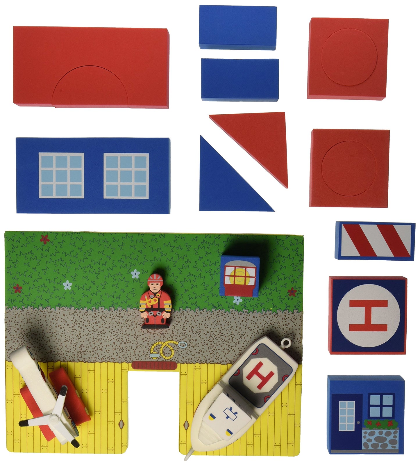 Bathblocks Floating Coast Guard Set, Red & Whte