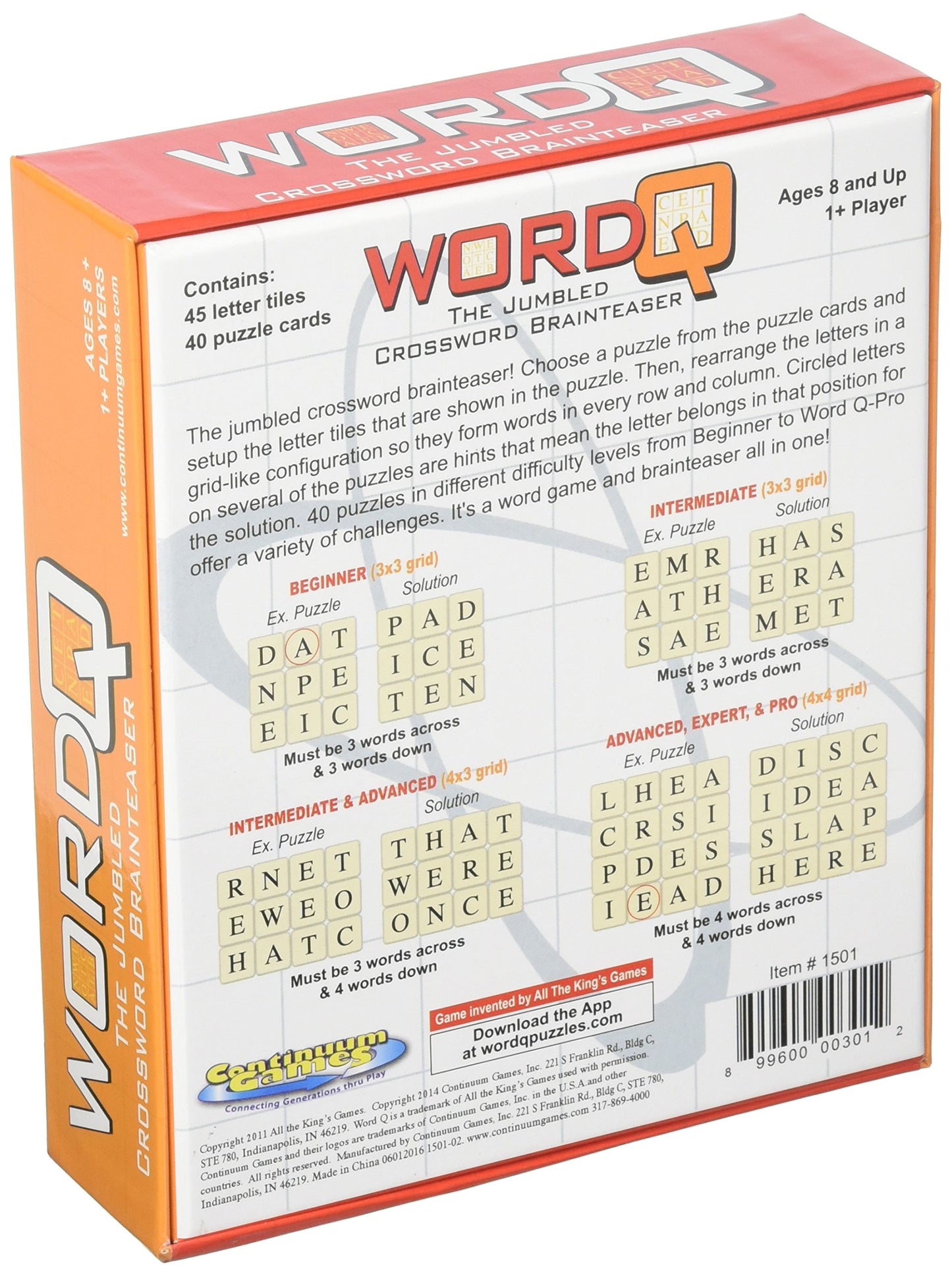 Continuum Games WordQ Game - Multicolor, Cardboard, Model CG1501