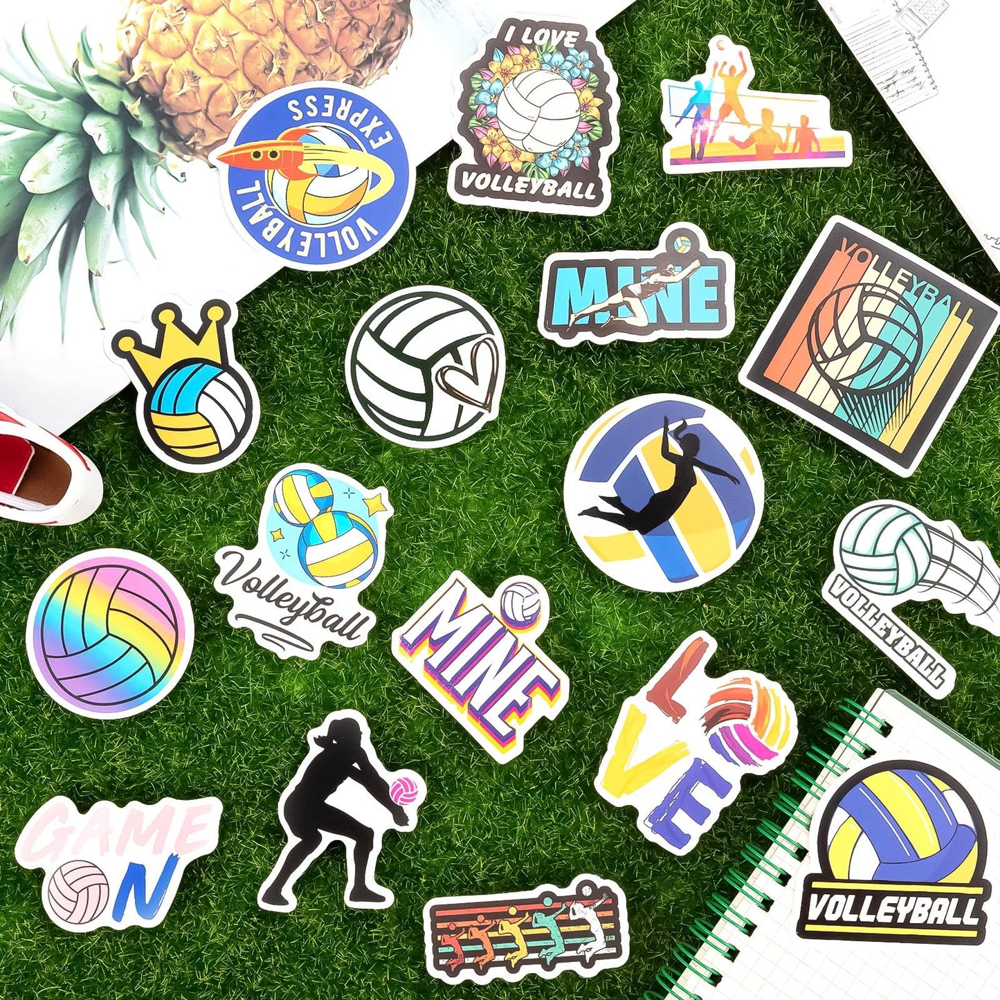 200Pcs Waterproof Volleyball Stickers - Large Vinyl Volleyball Stickers For Water Bottles, Volleyball Gifts For Teen Girls Team