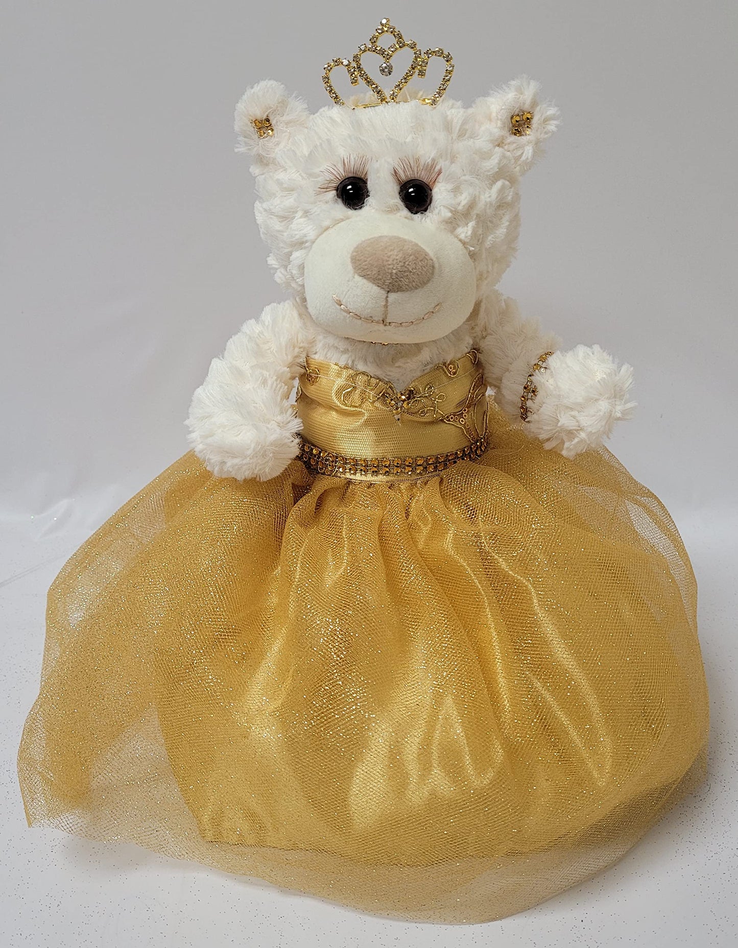 Kinnex Collections Since 1997 12' Quince Anos Quinceanera Last Doll Teddy Bear With Dress (Centerpiece) ~ Arc09831-6 (Gold)