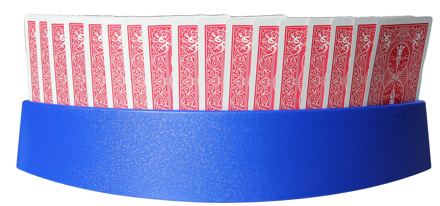Twin Tier Premier Playing Card Holder (Set Of 2) - Holds Up To 32 Playing Cards Easily - 12 1/2' X 4 1/2' X 2 1/4' - Stack For Storage - Made In The Usa (Blue)