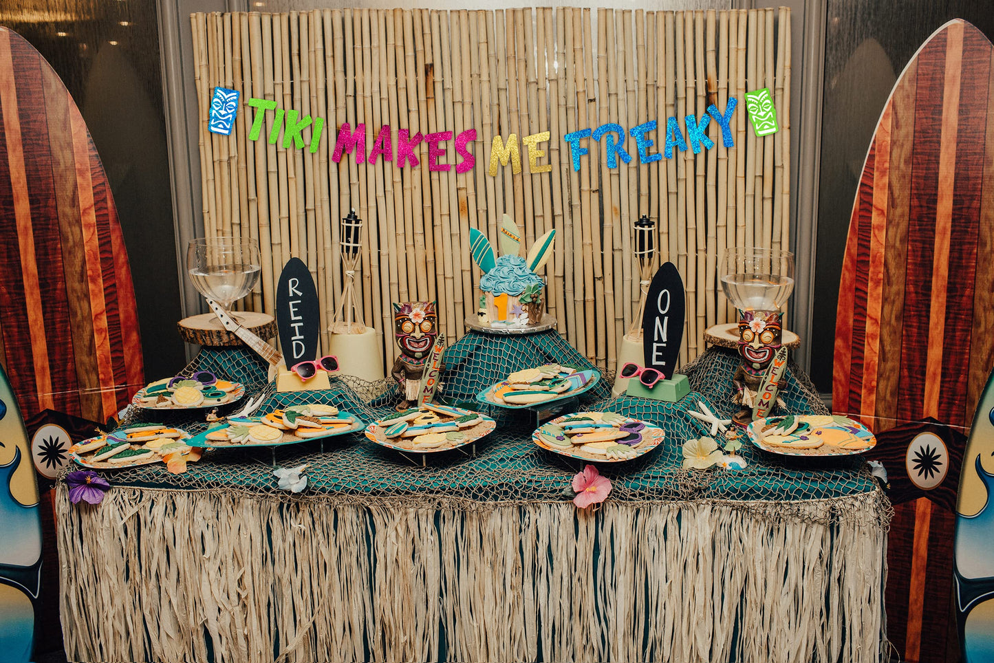 Tiki Makes Me Freaky Luau Themed Glitter Banner - Hawaii - Aloha -Tropical - Tiki - Summer Themed Beach and Pool Party Decoratio