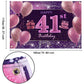 IMISI 41st Birthday Decorations - Happy Birthday Banner, Pink Gold Polyester Backdrop for Women’s Party
