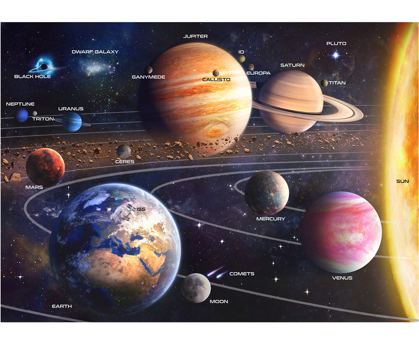 A2PLAY Solar System Space Puzzle for mature-themeds  1000 Piece Jigsaw Puzzle & Bonus Space Fact Poster  enhanced Materials  27.5 x 19.7 in