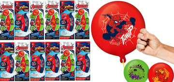 Ja-Ru Marvel Avengers Inflatable Punch Balloons (12 Pack With 24 Punch Balls) Spiderman, Hulk & Iron Man. Super Hero Punching Bag For Kids. Big Bouncy Ball. Birthday Toys Supplies. 6800-12