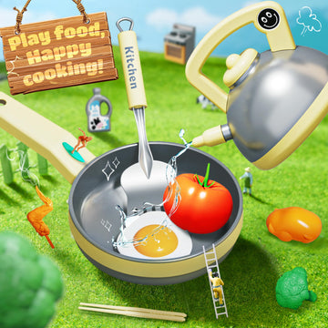 Play Kitchen Playset for Kids, Toy Kitchen Pretend Play Food BBQ Sets for Girls and Boys Age 3+, Play Kitchen Accessories with P
