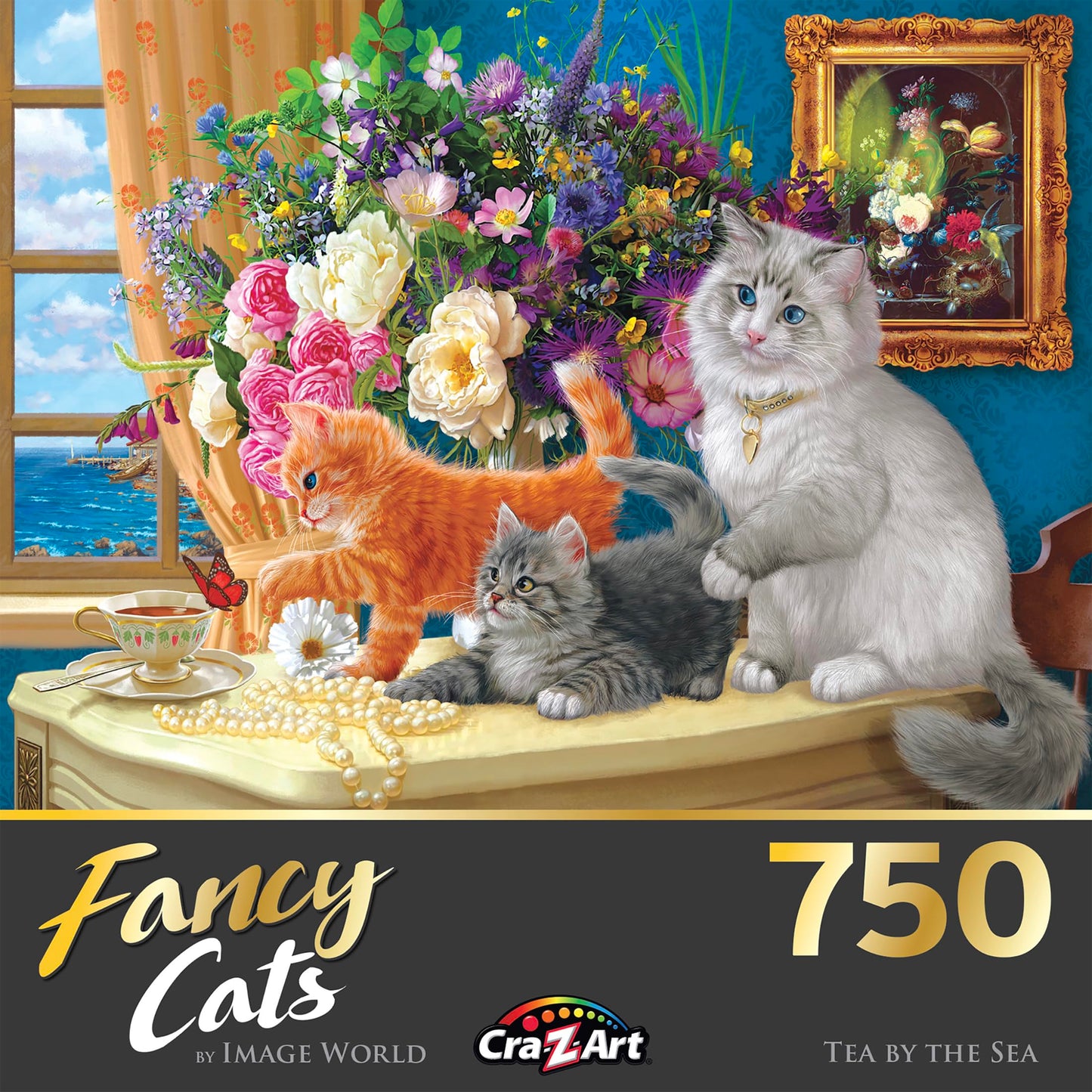 Roseart - Fancy Cats -Tea By The Sea - 750 Piece Jigsaw Puzzle For Adults