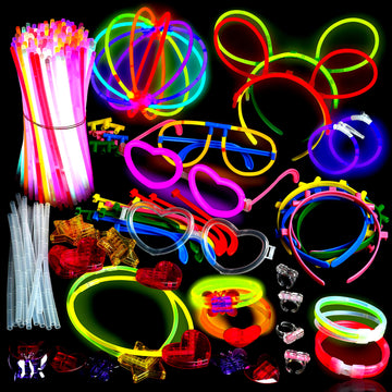 500 Glow Sticks Party Pack Necklaces And Bracelets - Ultra Bright Glow in The Dark Party Supplies, Bulk 8    Mixed Colors 200 St