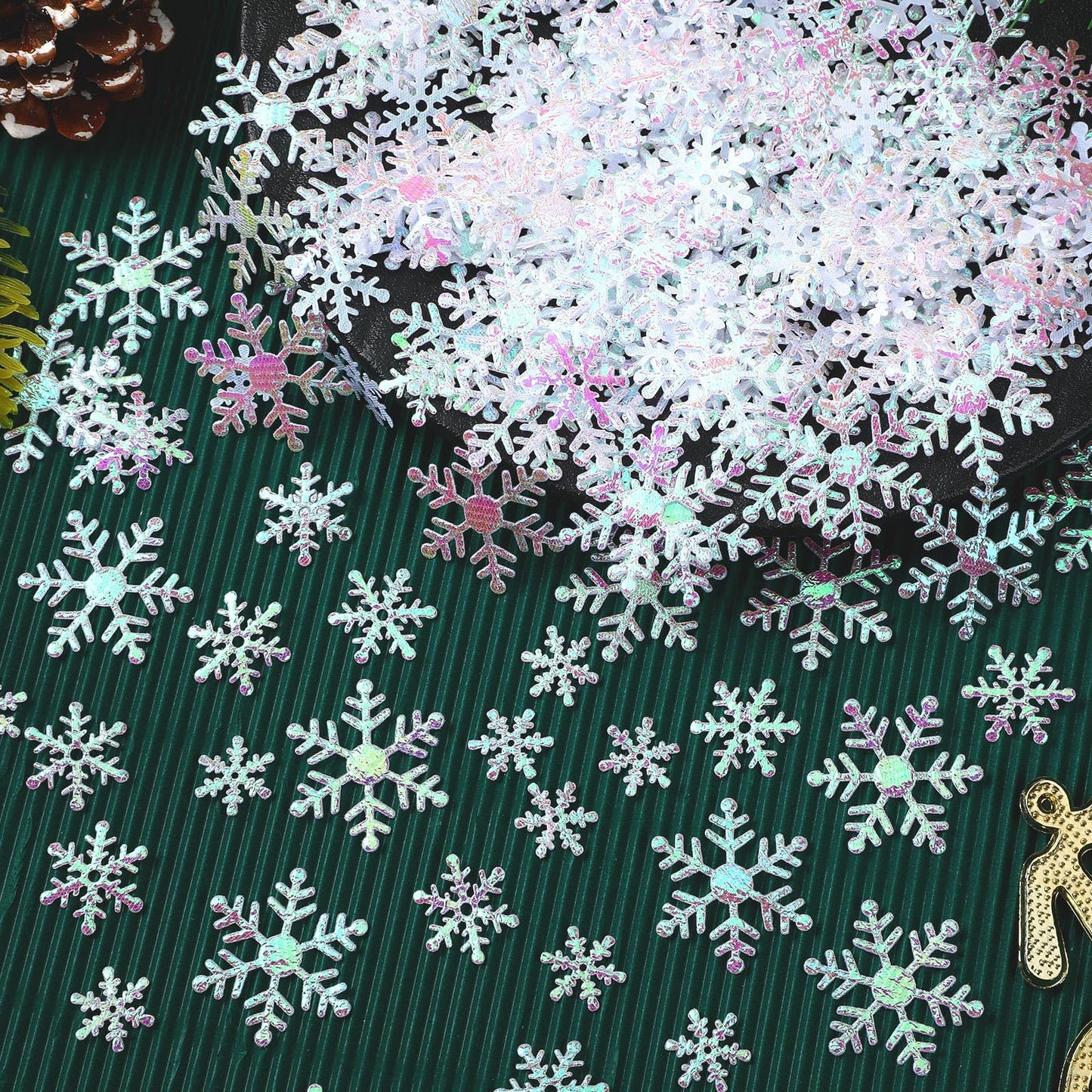 MARFOREVER Snowflake Confetti Decorations, Winter Snowflake Glitter Confetti White Snow Scatter Confetti Winter Wonderland Table