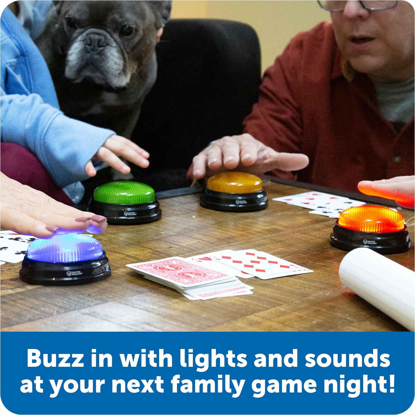 Learning Resources Lights And Sounds Buzzers,Set Of 4, Ages 3+, Game Show And Classroom Buzzers, Family Game Night, Game Show Buzzers, Classroom Accessories