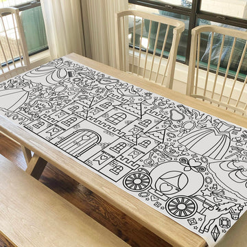 Tiny Expressions Princess Castle Coloring Tablecloth For Kids - Rolled, No Creases 30' X 72' Large Coloring Poster For Princess-Themed Birthday Parties - Magical Castle Party Decorations For Girls