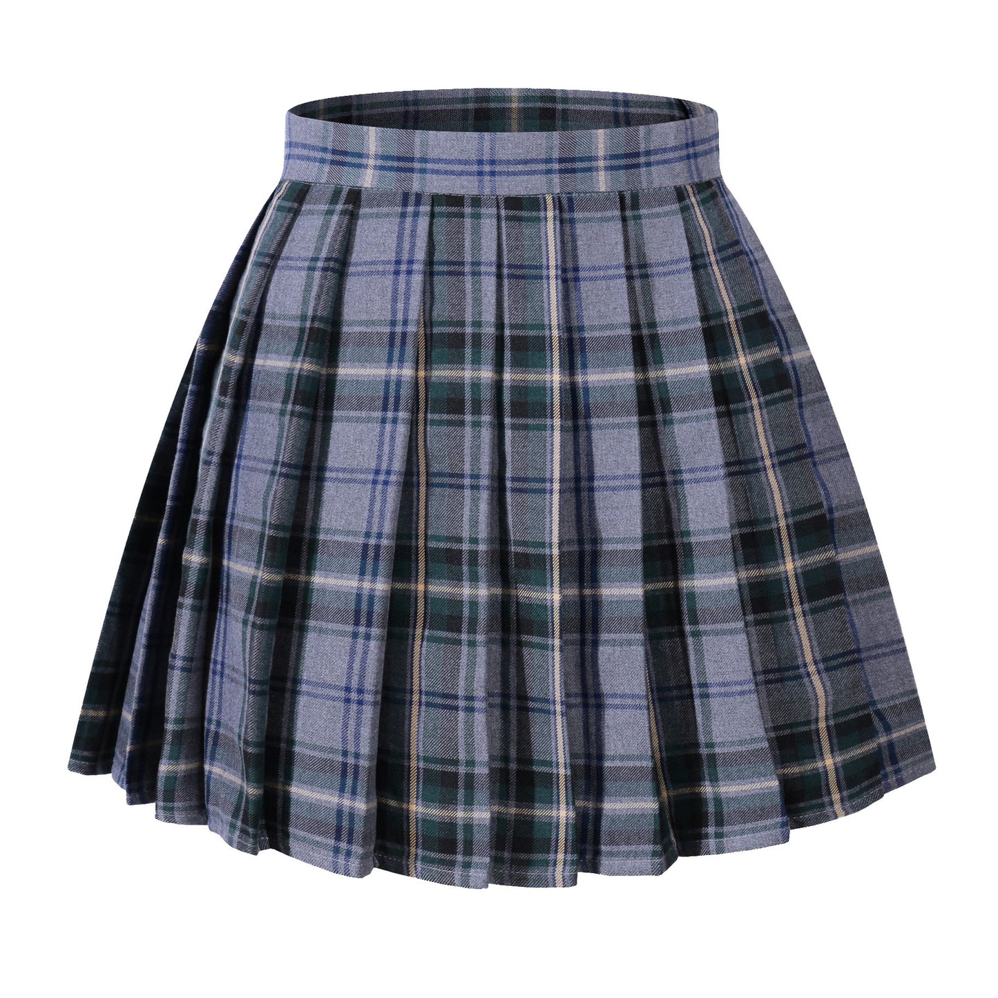 Beautifulfashionlife Women`S Pleated Over Knee Short Skirts (L,Light Blue Mixed Green)