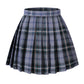 Women`S High Waisted Plaid Short A Line Skirts Costumes (M, Light Blue Mixed Green)