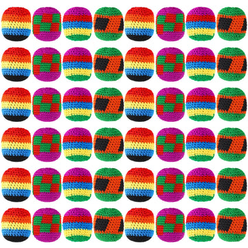 Yunsailing 48 Pieces Knit Sack Balls For Kids Knitted Kickball Soft Juggling Balls Multicolored Crochet Geometric Pattern Foot B