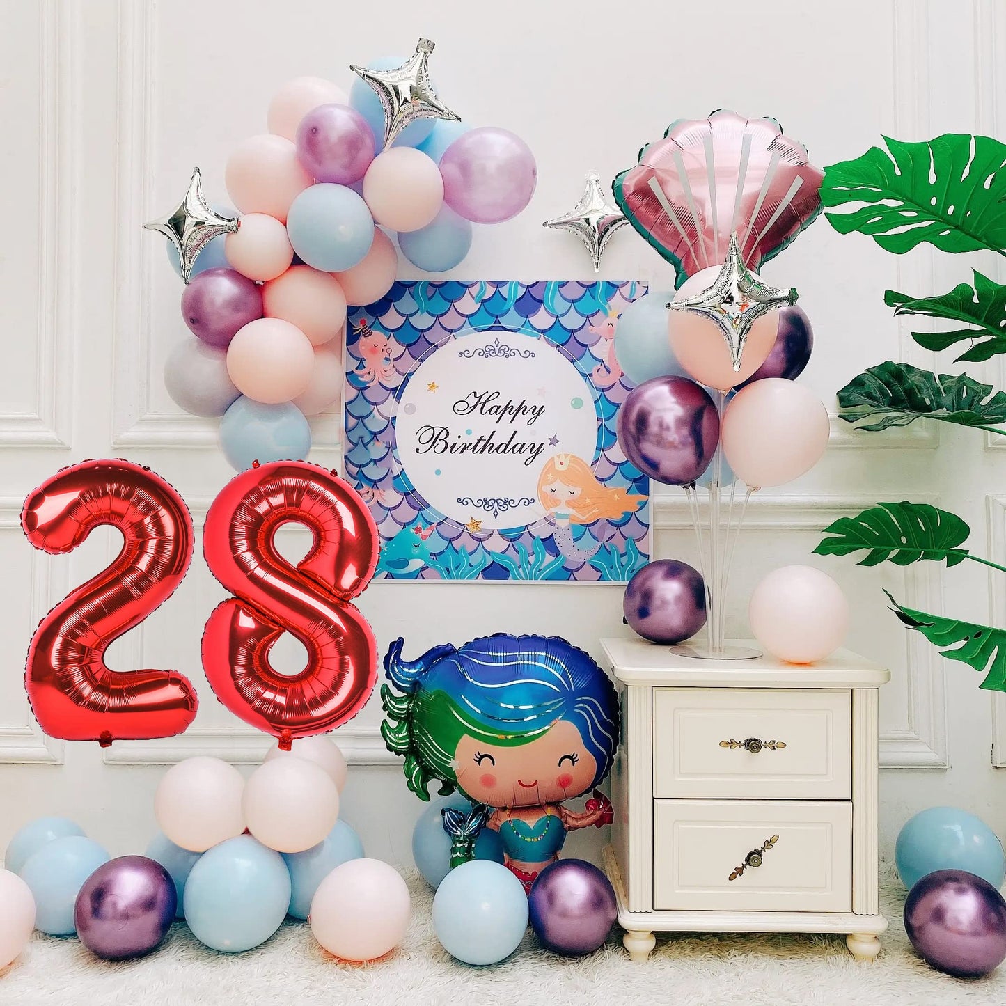 Smlpuame 40 Inch Number Balloon 0-9 Red Large Number 28 Balloons,Digital Balloons For Birthday Party Celebration Decorations Sup