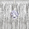 The Fomo Factory 5 Feet Silver Tinsel Foil Fringe Curtains, Pack Of 2 | Backdrop For Birthday, Bachelorette, Anniversary, Baby S