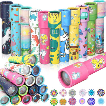 24 Pcs Classic Kaleidoscopes Educational Toys Return Gifts Paper Tumble Tube Prism Lens Old Fashioned Vintage Toys Party Favor Valentines Gift For Kids Stock Stuffer, Random Style(Cute Style)