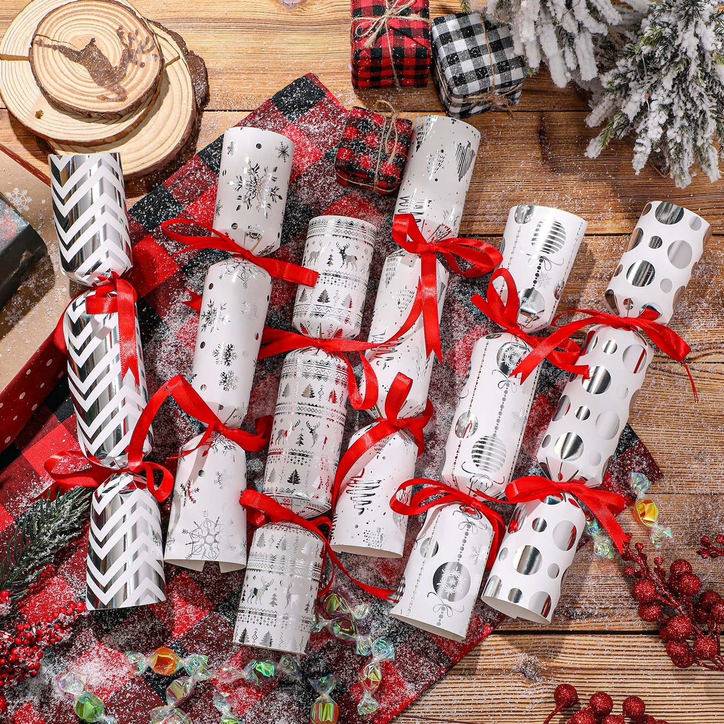 TaoBary 24 Packs Christmas Crackers DIY Christmas No Snap Party Table Favors Christmas Holiday Table Favors Xmas Crackers DIY Ch