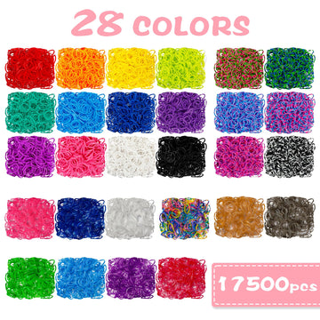Inscraft 17500+ Rubber Loom Bands With 3 Layer Rose Pink Container, 28 Colors, 600 S-Clips, 352 Beads, 40 Cartoon Pendant, Bracelet Making Refill Kit For Kids