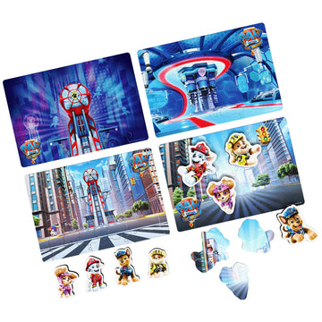 Paw Patrol: The Movie 4 Pack Of Wooden Puzzles For Kids 24-Piece Jigsaw Puzzles With Interchangeable Characters For Preschoolers