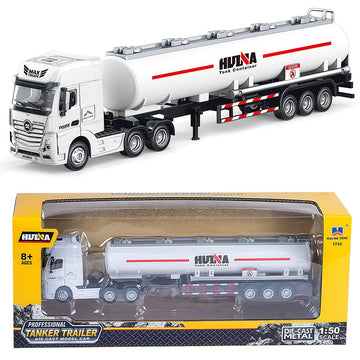 Gemini&Genius Oil Tanker Trailer Toy, Heavy Duty Realistic Look Alloy Hauler Car Toys Vehicle, 1:50 Scale Diecast Tanker Truck, 