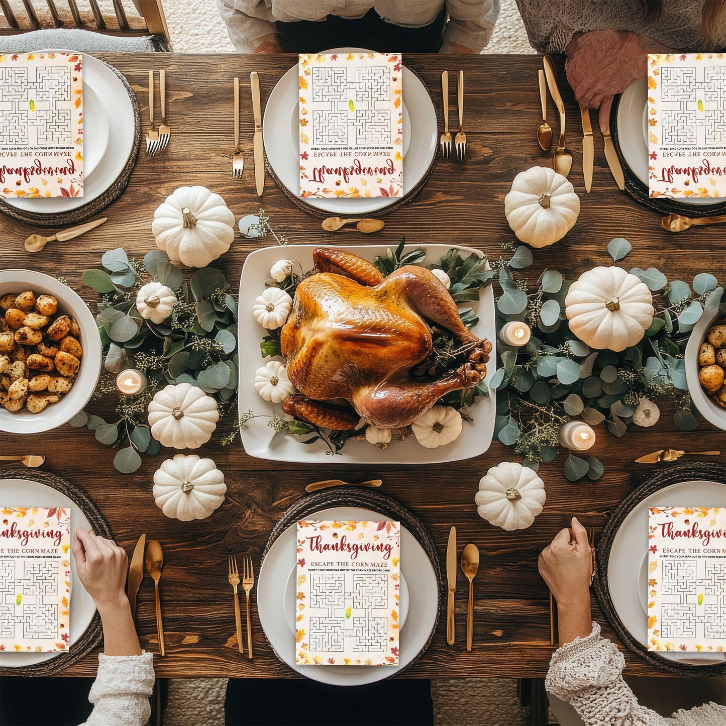 Bltgh Thanksgiving Maze Game Cards Fall Party Activity for Teens and mature-themeds Fun Autumn Holiday Puzzle for Family Gathering 5x7 Inch