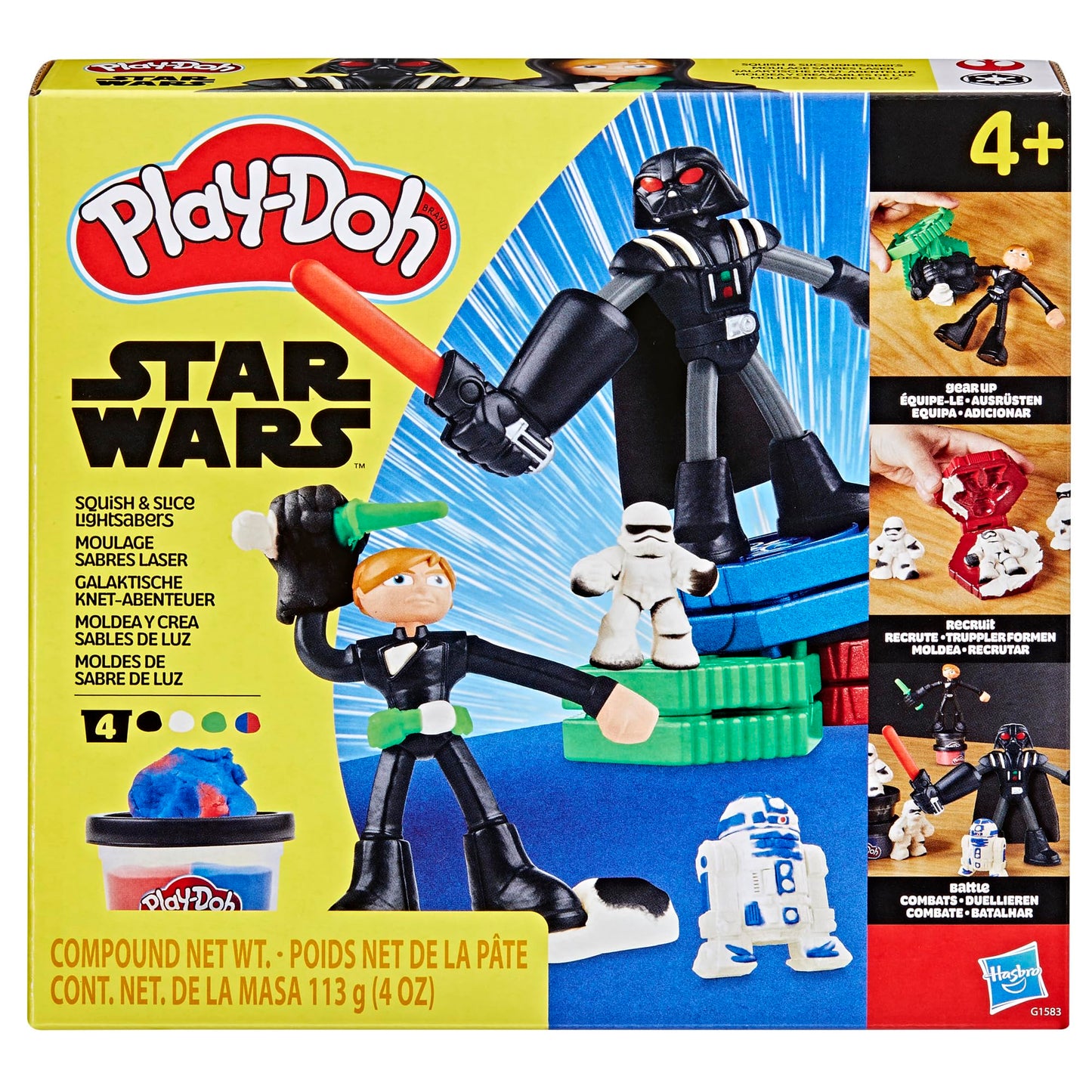 Play-Doh Star Wars Squish & Slice Lightsabers Playset, Bendy 4 Inch Luke Skywalker & Darth Vader Action Figures, Imagination Toy