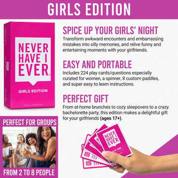 Never Have I Ever Girls Edition Card Game - Fun Pink Bachelorette & Adult Party Game for Interactive Nights, Icebreakers, Gift Giving!