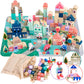Kinderplay Kp8464 Green Series 115 Elements Building Set For 2 Years | Wooden Blocks For Playing - Wooden Building Block | Road 