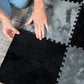 16 Piece Carpet Squares Puzzle Mat 49 x 49 Plush Interlocking Carpet Tiles  Foam Floor Tiles for Baby Play Mat - Kids Soft Play Floor Mats  Anti Slip Jigsaw Flooring Playmat Playroom Rug (Black)