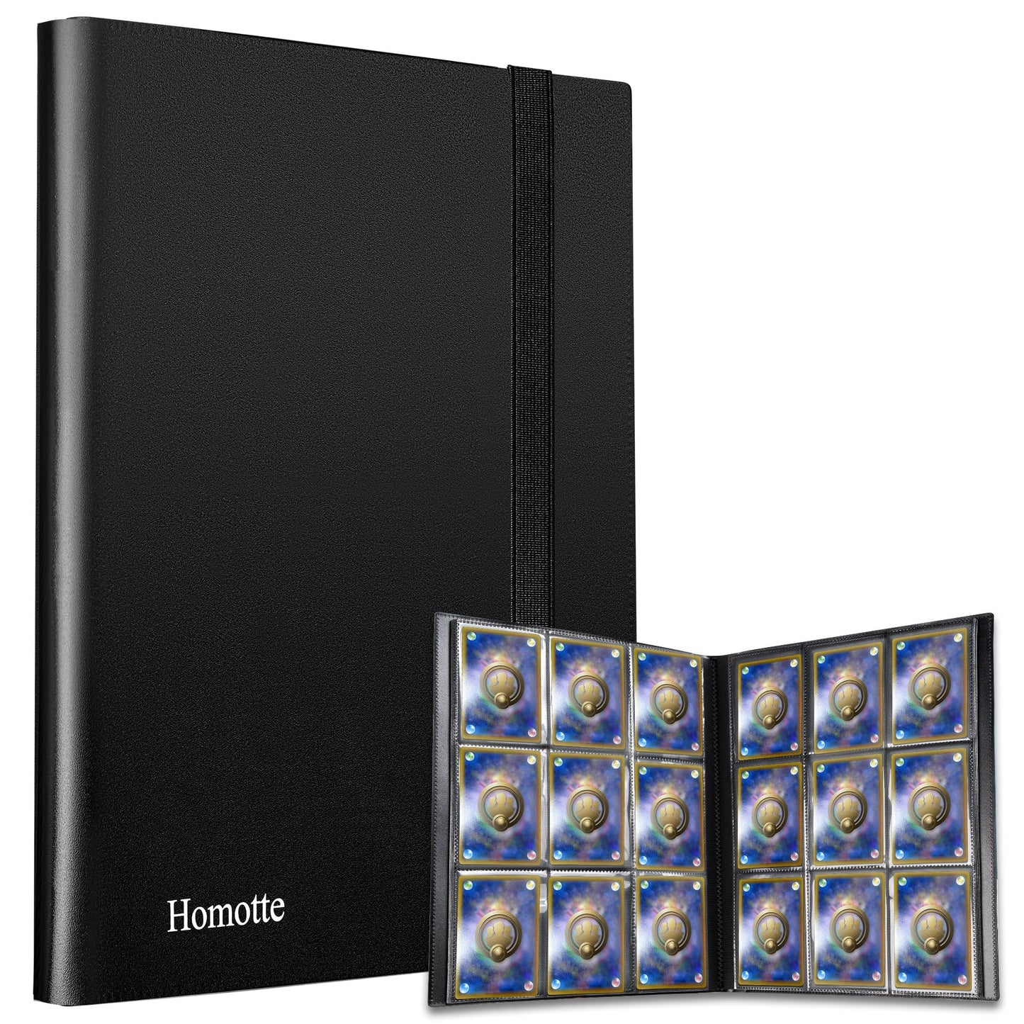 Homotte Trading Cards Binder, 9 Pocket Baseball Football Binder 360 Side Loading Trading Card Holder, Standard Size Card Organiz