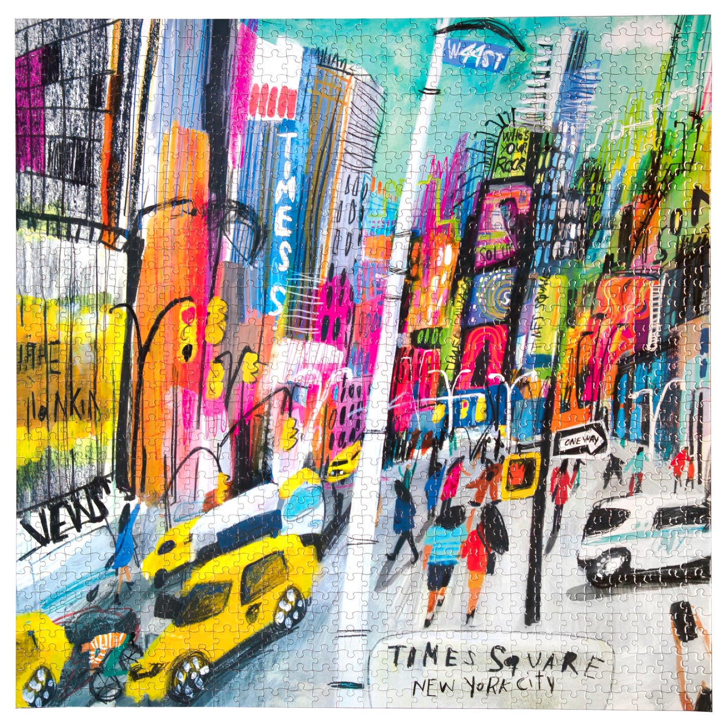 eeBoo 1000 Piece Puzzle - Times Square Jigsaw, 23x23 inches, Glossy Cardboard, Multicolor, Model PZTTMS