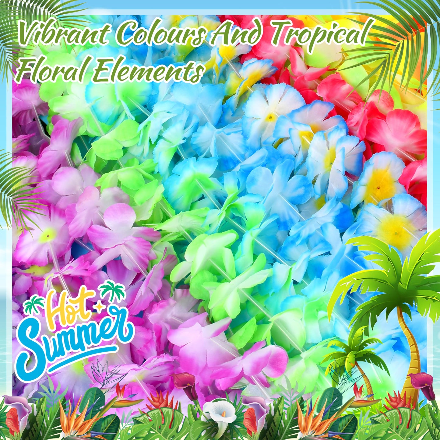 120 Packs Hawaiian Luau Leis Bulk Tropical Hawaii Theme Silk Flower Necklace Summer Beach Party Decorations Birthday Party Favor