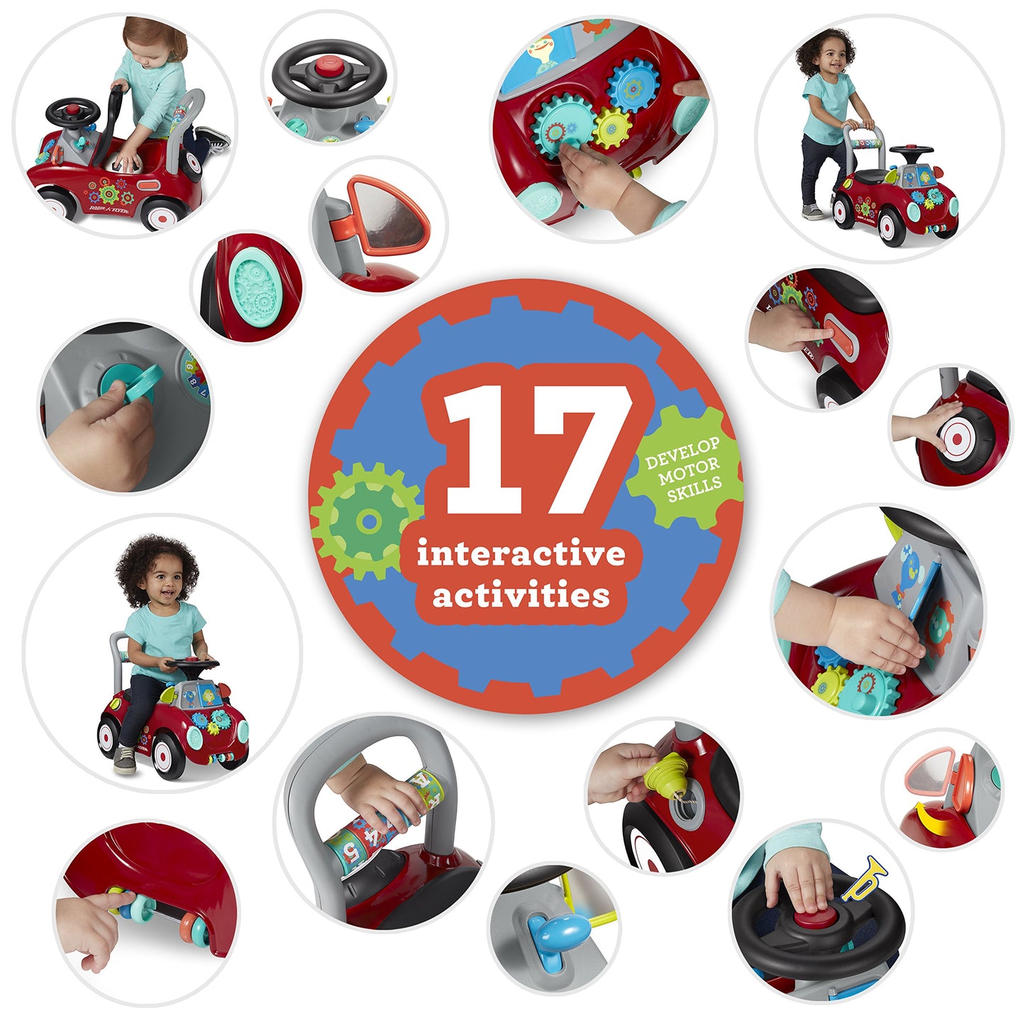 Radio Flyer Busy Buggy - Toddler Car Ride On, Large Red Plastic Toy for Ages 1-3, Model 603