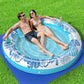 Inflatable Tanning Pool Lounger Float with Protection Tarp  75 x 75 Pool Floats mature-themed with Pillow  6 in 1 Suntan Tub Raft Floatie  Sunbathing Water Lounge Blow Up Pool Kids Ball Pit Party Gifts-Blue