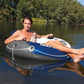 Intex 58825Ep River Run 1 Inflatable Floating Lounge: Comfortable Backrest – Built-In Cup Holders – Handles – Grab Rope – 220Lb Capacity– Blue, 4 Pack