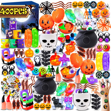 400Pcs Halloween Party Favors For Kids, Halloween Toys Bulk, Classroom Prizes, Goodie Bag Stuffers,Halloween Stuffers,Treasure B
