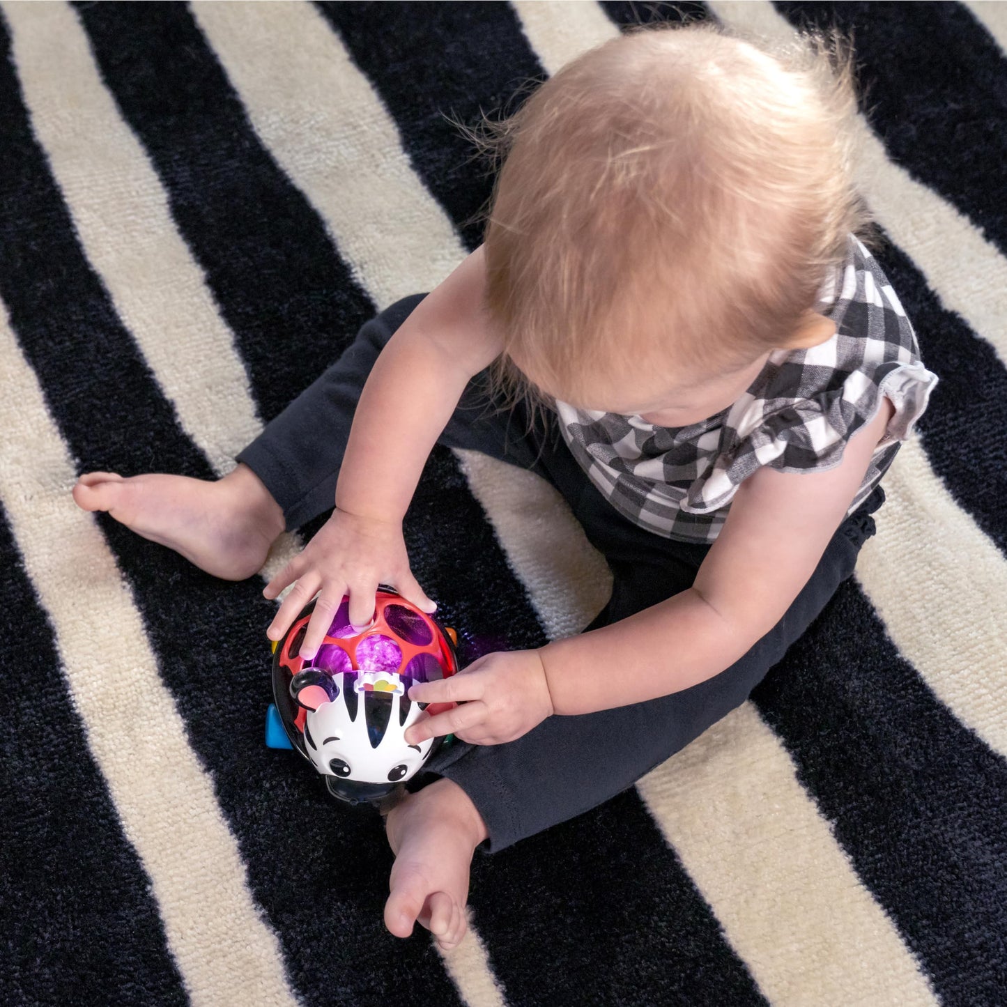 Baby Einstein Curious Car Zen Oball Toy Car & Rattle, Light Up, Ages 3 Months+, Zen The Zebra