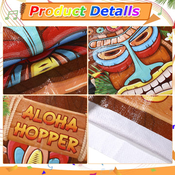 10 Pcs Potato Sack Race Bags, Tiki Luau Race Car Horror Birthday Party Favors Supplies, Hawaiian Luau Party Games Outdoor Beach Jumping Bags For Kids Adults Summer Tropical Racing Halloween (Tiki)