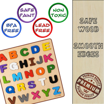 Magnetic Wooden Educational Abc Puzzle - Learn Alphabet & Color Recognition Toy – Toddler Preschool Game – Kids Montessori Education…