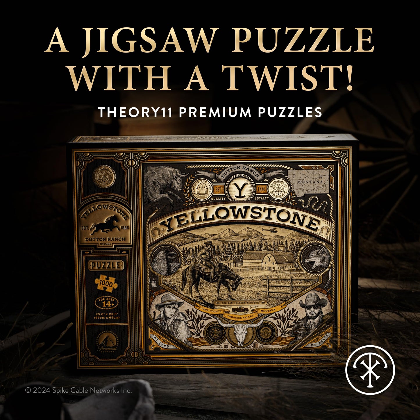 theory11 Yellowstone Jigsaw Puzzle - 1,000 Piece - Brown Cardboard - Model T11-YELSTONE-PUZZLE - Officially Licensed Merchandise