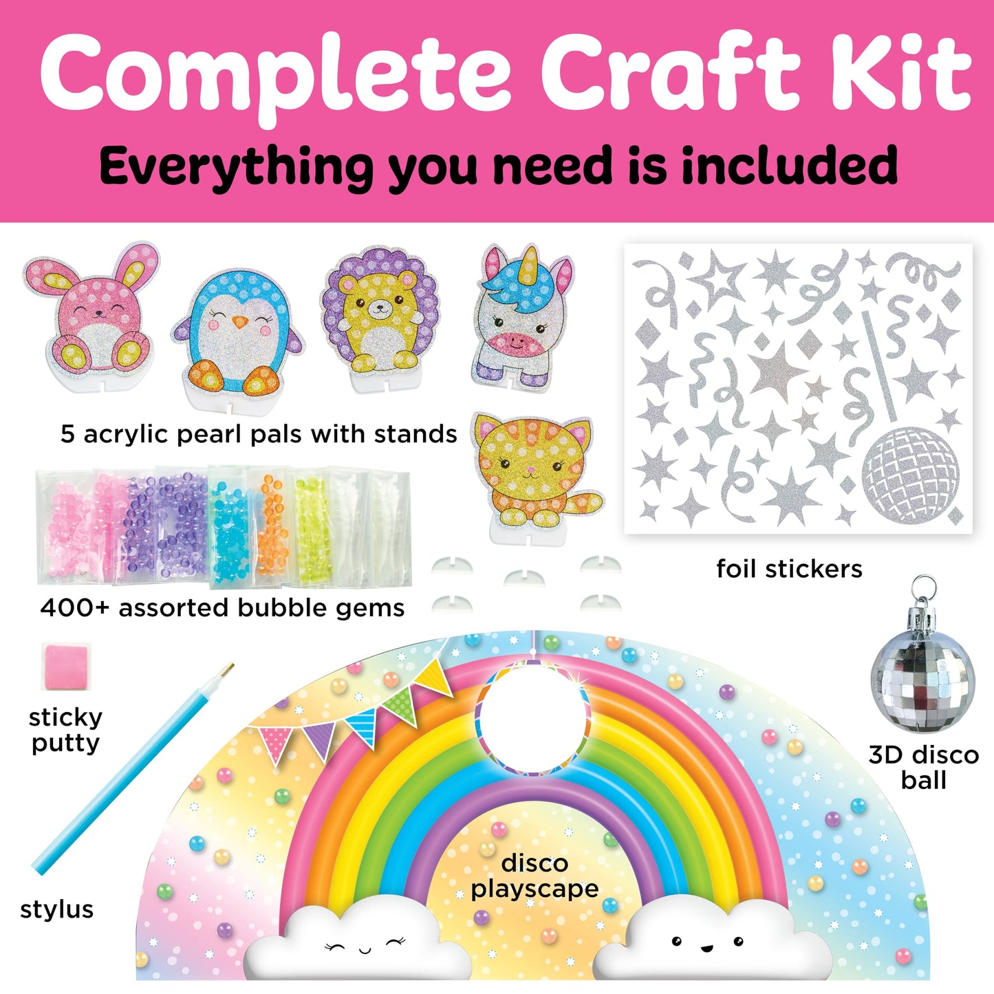 Creativity for Kids Bubble Gem Art: Pearl Pals, Disco Party Craft Kits, Arts and Crafts for Kids, Kids Toys and Unicorn Gifts fo