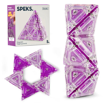 Speks Geode Pyramid - Magnetic Fidget Toy For Adults & Teens 14+ | Sensory Gadget For Stress Relief, Office Desk Toy Present, Christmas Gift, Holiday Stocking Stuffer | 12-Piece Set - Quartz