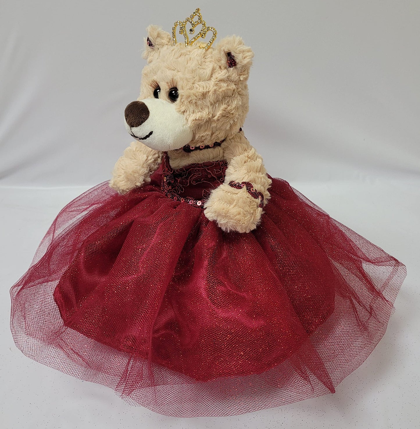 Kinnex Collections Since 1997 12'' Quince Anos Last Doll Teddy Bear With Dress (Centerpiece) ~ Arc09832-7 (Burgundy)