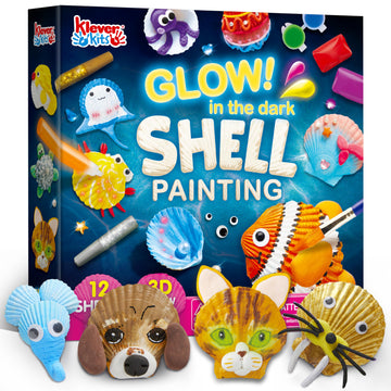 Klever Kits 12 Glow in The Dark Sea Shell Painting Kit-Arts & Crafts for Boys and Girls Ages 6-12, Art Supplies, Kids Craft Pain