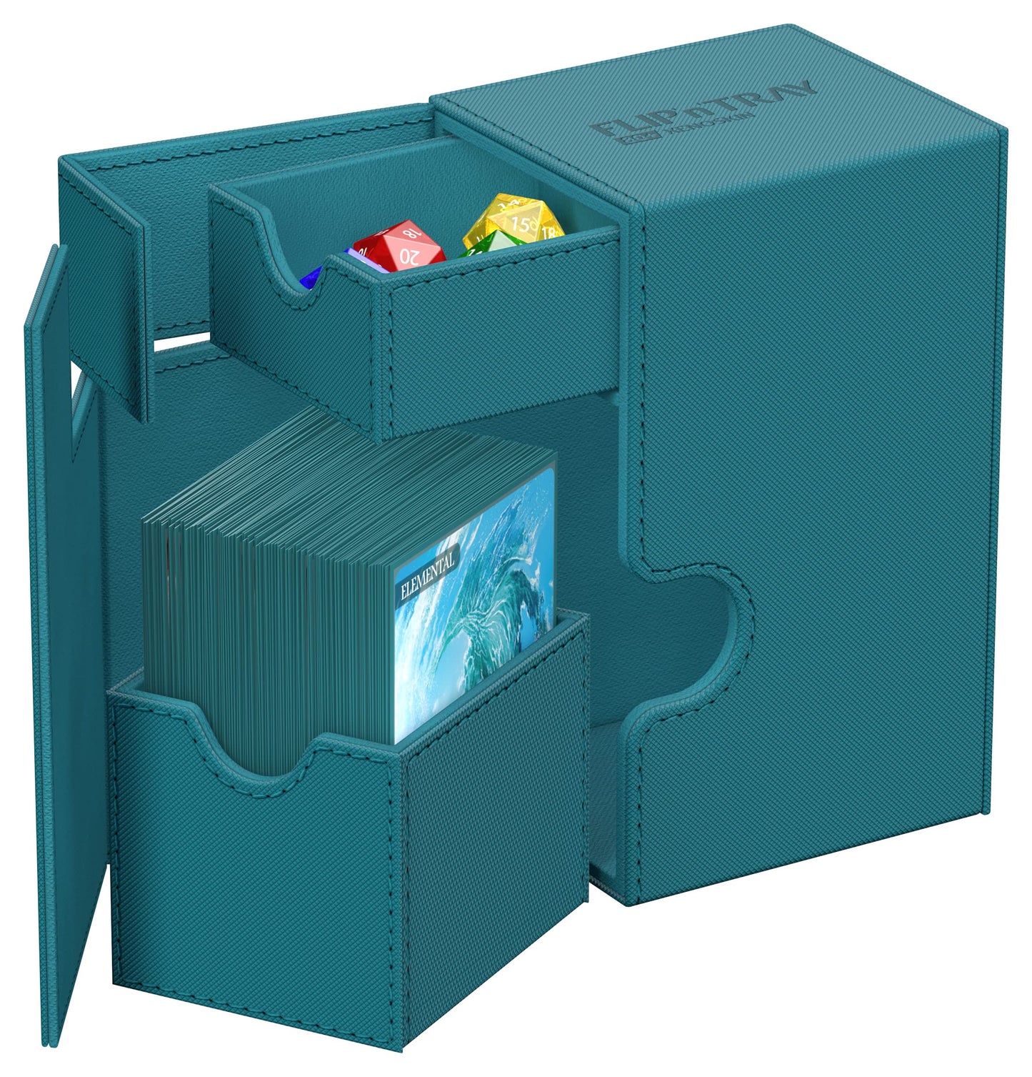 Ultimate Guard Flip'N'Tray 80+, Deck Case For 80 Double-Sleeved Tcg Cards + Dice Tray, Petrol, Independent Magnetic Closure & Microfiber Inner Lining