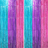 Voircoloria 2 Pack Blue Purple Pink Foil Fringe Backdrop Curtains, Tinsel Streamers Party Decorations, Fringe Backdrop, Door Shi