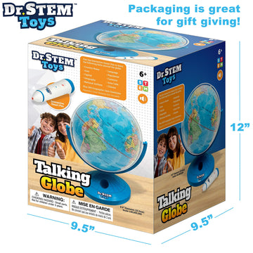 Dr. Stem Toys Talking World Globe With Interactive Stylus Pen And Stand, Colorful Map For Early Learning And Teaching - Includes
