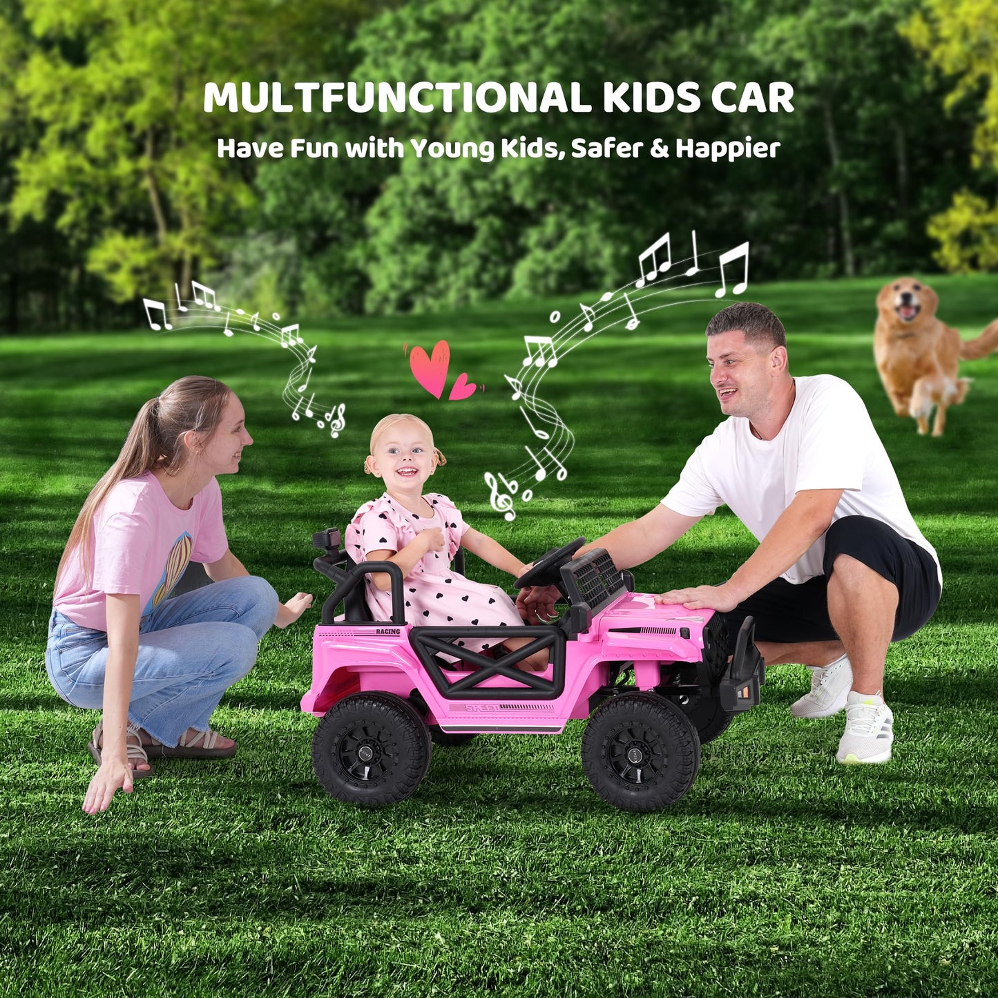 Evmore 12V Kids Toddler Ride On Truck Electric - 7Ah Large Battery Electric Vehicles with Remote Control, 2 Speeds, LED Lights,